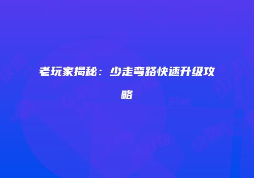 老玩家揭秘：少走弯路快速升级攻略