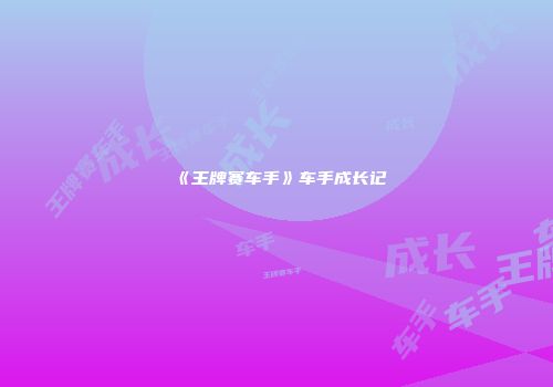 《王牌赛车手》车手成长记