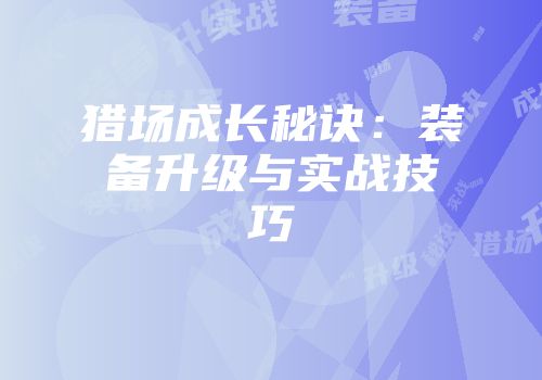 猎场成长秘诀：装备升级与实战技巧