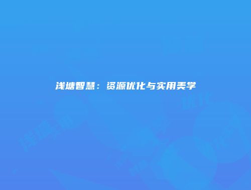 浅塘智慧：资源优化与实用美学