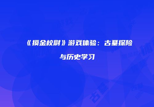 《摸金校尉》游戏体验：古墓探险与历史学习