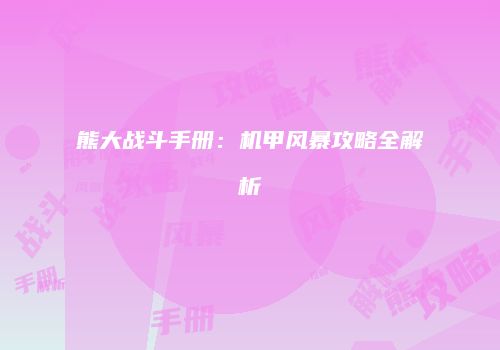 熊大战斗手册：机甲风暴攻略全解析