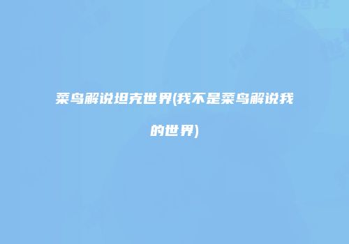 菜鸟解说坦克世界(我不是菜鸟解说我的世界)