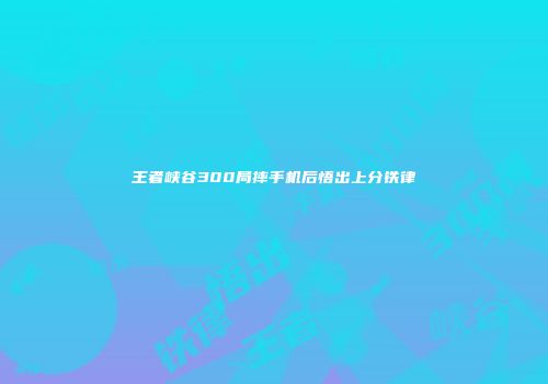 王者峡谷300局摔手机后悟出上分铁律