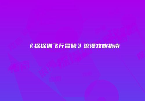 《探探猫飞行冒险》浪漫攻略指南