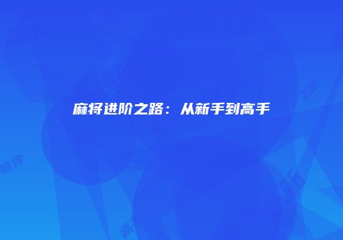 麻将进阶之路：从新手到高手