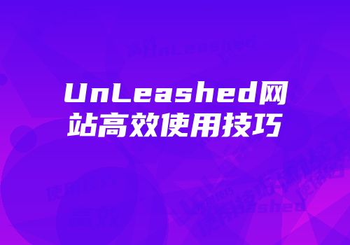UnLeashed网站高效使用技巧