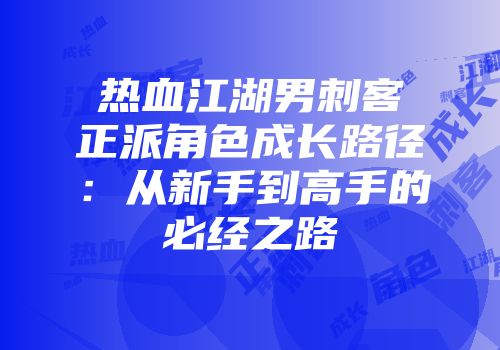 热血江湖男刺客正派角色成长路径：从新手到高手的必经之路