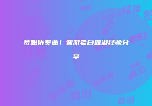 梦想协奏曲！音游老白血泪经验分享