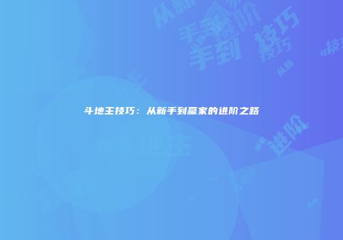 斗地主技巧：从新手到赢家的进阶之路