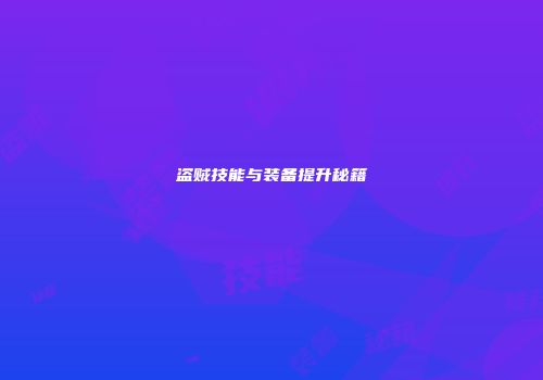 盗贼技能与装备提升秘籍