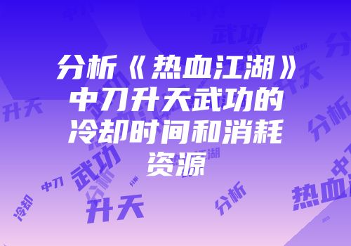 分析《热血江湖》中刀升天武功的冷却时间和消耗资源