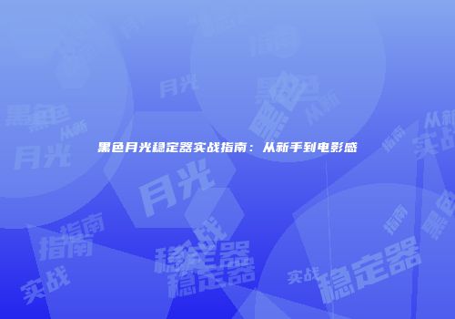 黑色月光稳定器实战指南：从新手到电影感