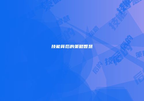 技能背后的策略智慧