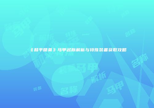 《和平精英》马甲名称解析与特殊装备获取攻略
