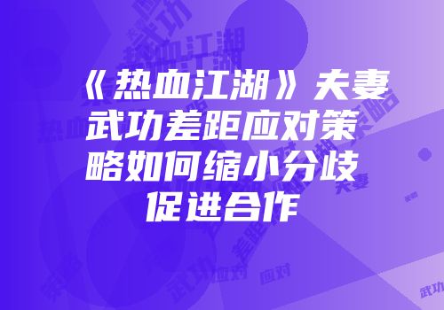 《热血江湖》夫妻武功差距应对策略如何缩小分歧促进合作