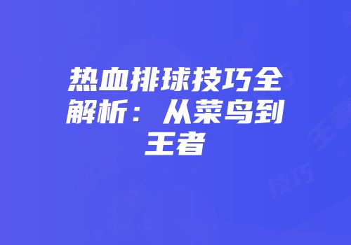 热血排球技巧全解析：从菜鸟到王者