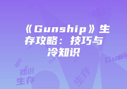 《Gunship》生存攻略：技巧与冷知识