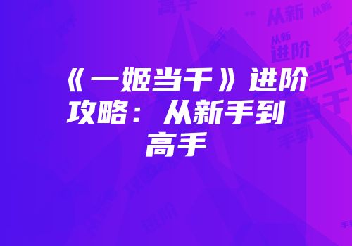 《一姬当千》进阶攻略：从新手到高手