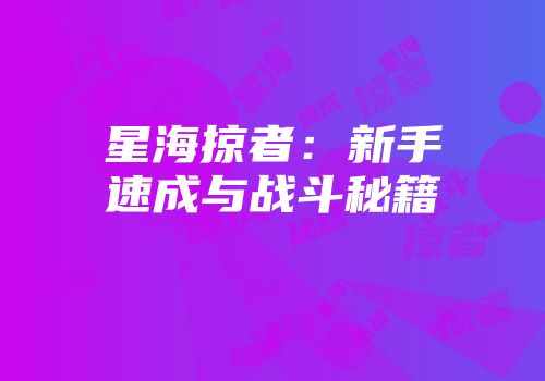 星海掠者：新手速成与战斗秘籍