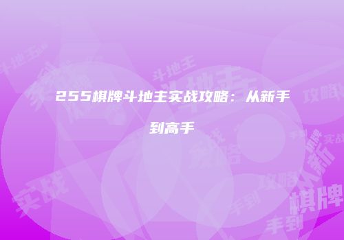 255棋牌斗地主实战攻略：从新手到高手