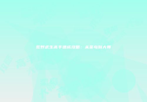 荒野求生高手速成攻略：从菜鸟到大师