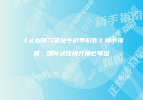 《正版传奇霸业手游单职业》新手指南：如何快速提升角色等级