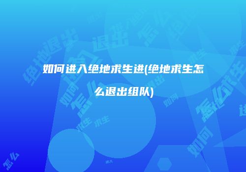 如何进入绝地求生进(绝地求生怎么退出组队)