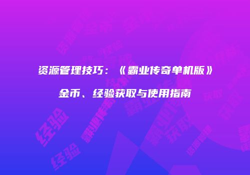 资源管理技巧:《霸业传奇单机版》金币、经验获取与使用指南