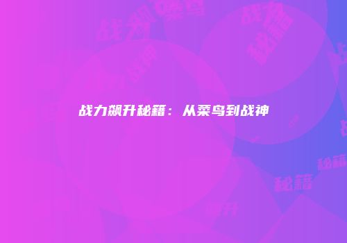 战力飙升秘籍：从菜鸟到战神