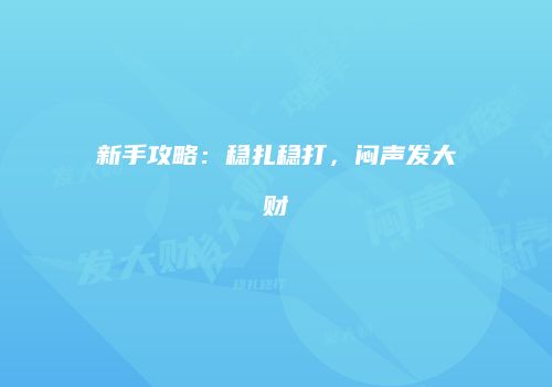 新手攻略：稳扎稳打，闷声发大财