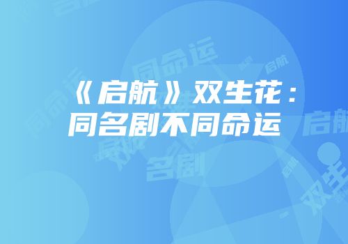 《启航》双生花：同名剧不同命运