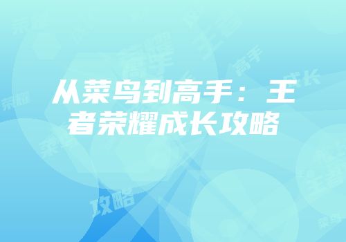 从菜鸟到高手：王者荣耀成长攻略