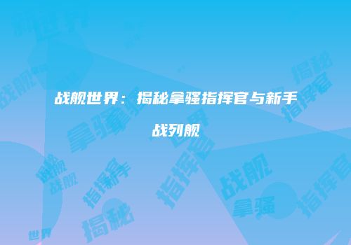 战舰世界：揭秘拿骚指挥官与新手战列舰