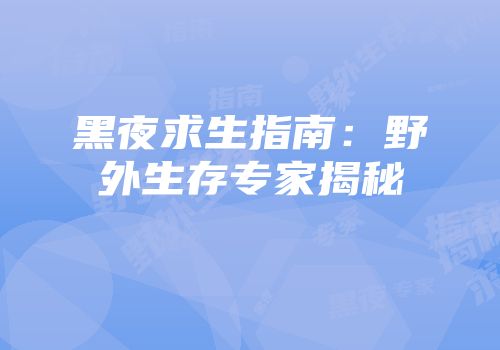 黑夜求生指南：野外生存专家揭秘