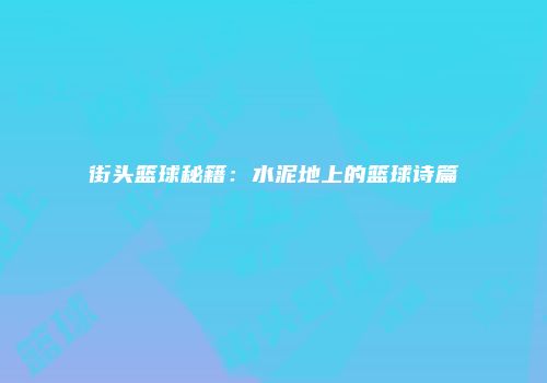 街头篮球秘籍：水泥地上的篮球诗篇