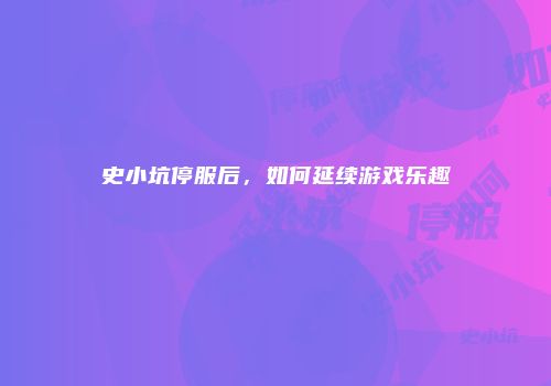 史小坑停服后，如何延续游戏乐趣