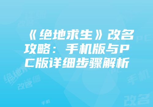 《绝地求生》改名攻略：手机版与PC版详细步骤解析