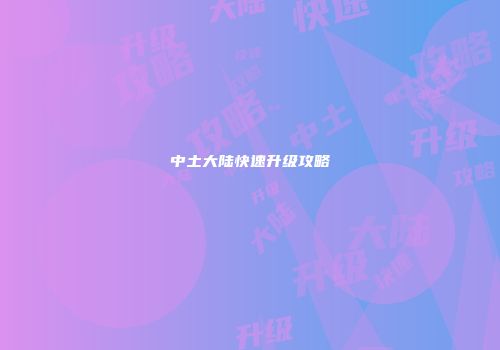 中土大陆快速升级攻略