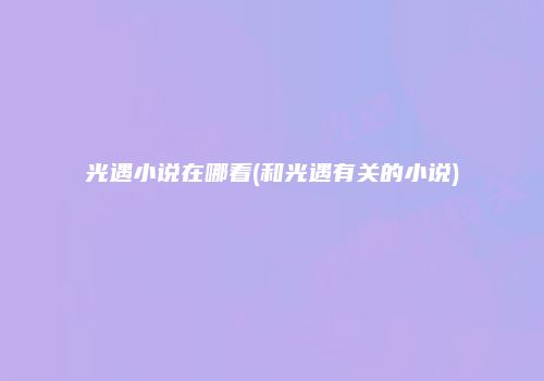 光遇小说在哪看(和光遇有关的小说)
