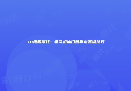 3D极限摩托：老司机油门哲学与赛道技巧