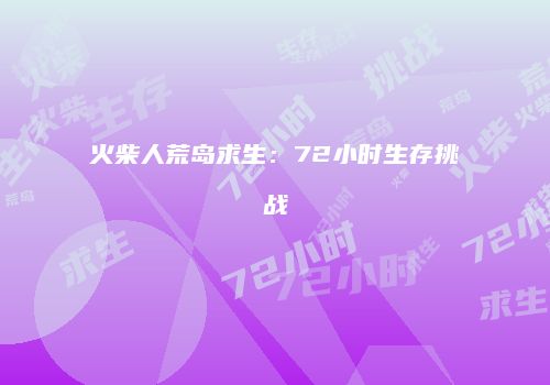 火柴人荒岛求生：72小时生存挑战