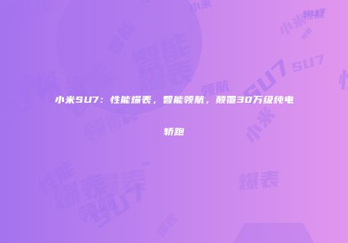 小米SU7：性能爆表，智能领航，颠覆30万级纯电轿跑