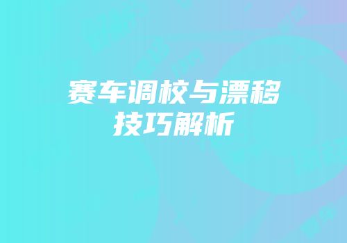 赛车调校与漂移技巧解析