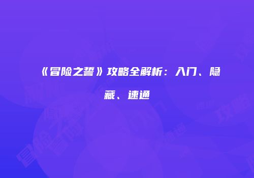 《冒险之誓》攻略全解析：入门、隐藏、速通