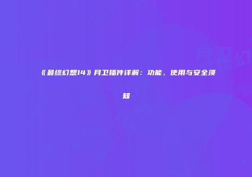 《最终幻想14》月卫插件详解：功能、使用与安全须知