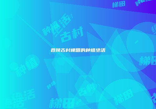 晋陕古村梯田的种植绝活