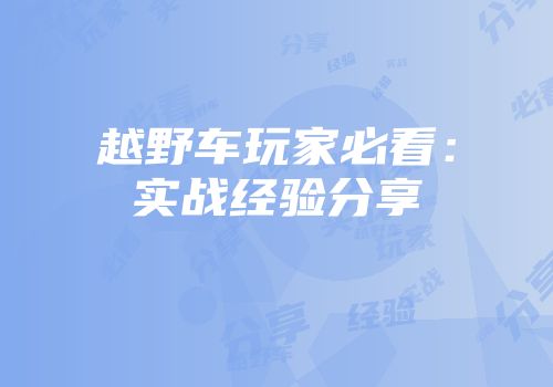 越野车玩家必看：实战经验分享