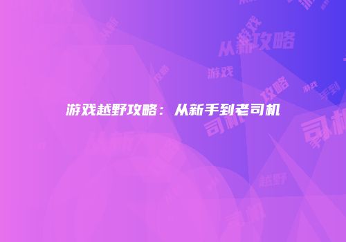 游戏越野攻略：从新手到老司机