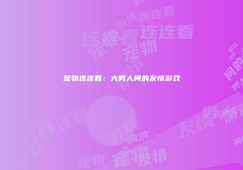 宠物连连看：大男人间的友情游戏